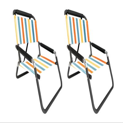 2 Pack of Neso XL Beach Chairs, Extra Large, Water Resistant with Shoulder Strap and Slip Pocket - Folds Thin (Vintage Stripes)