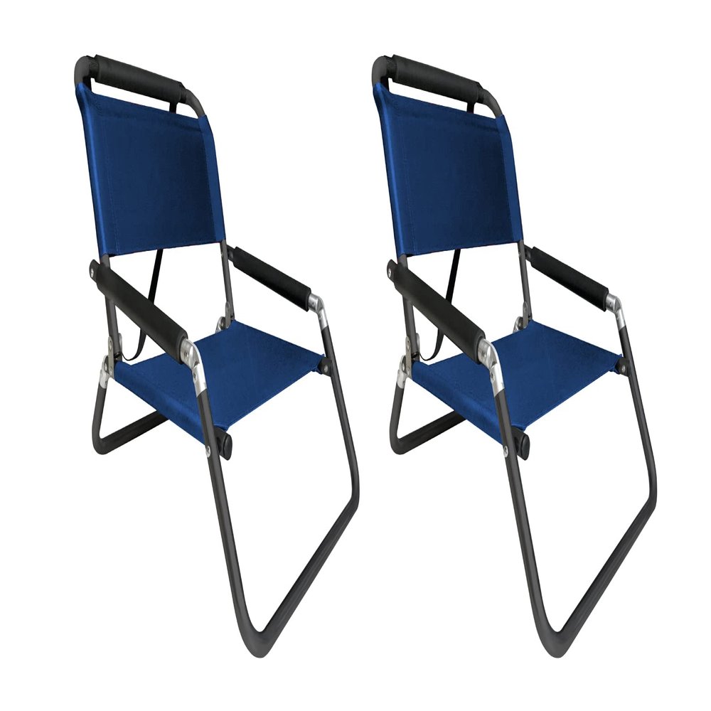 2 Pack of Neso XL Beach Chairs, Extra Large, Water Resistant with Shoulder Strap and Slip Pocket - Folds Thin (Navy)