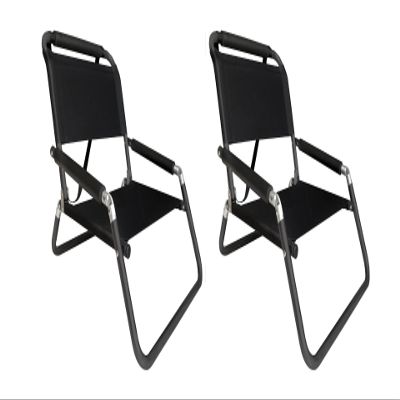 2 Pack of Neso XL Beach Chairs, Extra Large, Water Resistant with Shoulder Strap and Slip Pocket - Folds Thin (Black)