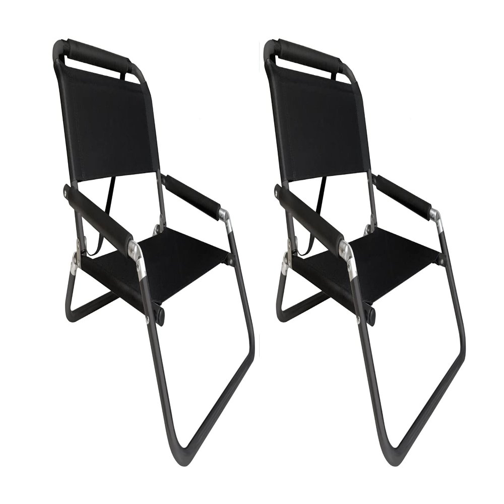 2 Pack of Neso XL Beach Chairs, Extra Large, Water Resistant with Shoulder Strap and Slip Pocket - Folds Thin (Black)