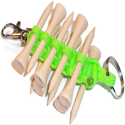 RedVex Paracord Golf Tee Holder - Metal Clip - Choose Color and Tee Count (Lime Green, 10-Tee Holder)