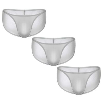 Andongnywell 3 Pack Men's 3 Pack Micro Modal Separate Pouch Briefs Underpants Knickers Panties Lingerie (Gray,Small)