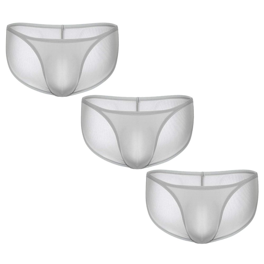 Andongnywell 3 Pack Men's 3 Pack Micro Modal Separate Pouch Briefs Underpants Knickers Panties Lingerie (Gray,Small)