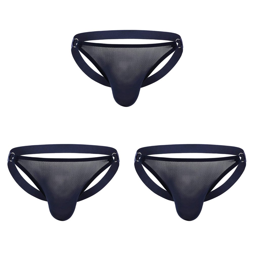 Andongnywell 3 Pack Mens Micro Mesh Briefs Comfortable Bulge Pouch Underwear Lingerie Underpants Knickers (Navy Blue,XX-Large)