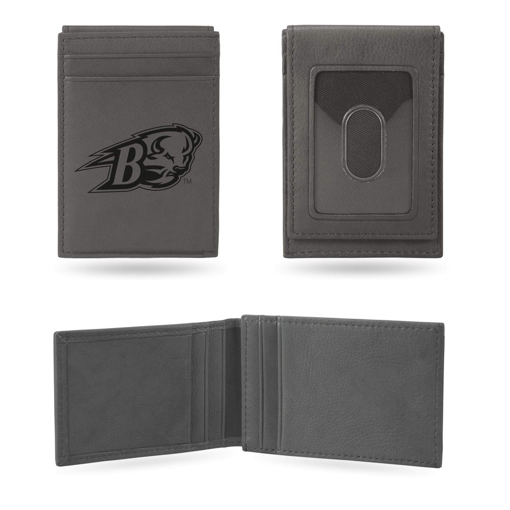 Rico Industries NCAA Bucknell Bison Gray Laser Engraved Front Pocket Wallet Laser Engraved Front Pocket Wallet - Compact/Comfortable/Slim