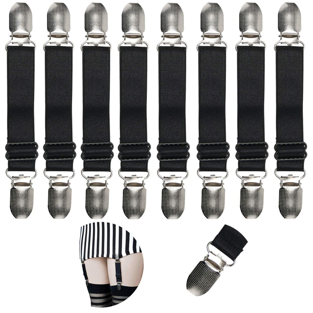 WILLWIN Improved Boot Straps Adjustable Stirrup Pant Straps, Elastic Boot Clips Pant Leg Straps for Women and Men Riding Pants Jeans Motorcycle 8 Pcs Black