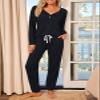 AUTOMET Lounge Sets for Women Comfy 2 Piece Pajamas Sets Fall Loungewear Pjs Outfits Sweatsuits with Sweatpants 2025 Black M view 2