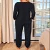 AUTOMET Lounge Sets for Women Comfy 2 Piece Pajamas Sets Fall Loungewear Pjs Outfits Sweatsuits with Sweatpants 2025 Black M view 4