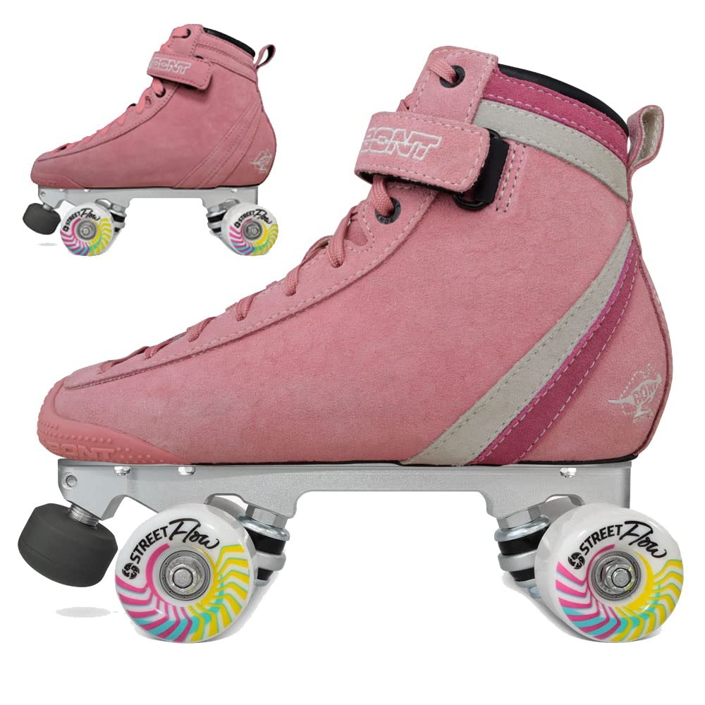 Bont Parkstar Pink Suede Professional Roller Skates for Park Ramps Bowls Street - Rollerskates for Outdoor and Indoor Skating (Bubblegum Pink Solid, Bont 8)