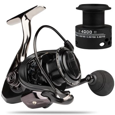 HPLIFE Fishing Reel, Saltwater Spinning Reels with Spare Graphite Spool, Light Weight Aluminum Frame 14+1 BB Ultra Smooth Powerful 43.6LBS Max Drag, 4.7:1 Gear Ratio Stainless Steel Reel for Gifts