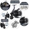 HPLIFE Fishing Reel, Saltwater Spinning Reels with Spare Graphite Spool, Light Weight Aluminum Frame 14+1 BB Ultra Smooth Powerful 43.6LBS Max Drag, 4.7:1 Gear Ratio Stainless Steel Reel for Gifts view 4