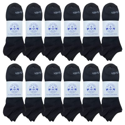 BILLIONHATS 12 Pairs of Boys & Girls Cotton Shoe Liner Training No Show Thin Low Cut Sport Ankle Socks, 6-8 (12 Pack Black)