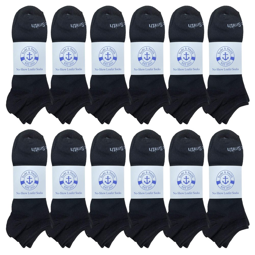 BILLIONHATS 12 Pairs of Boys & Girls Cotton Shoe Liner Training No Show Thin Low Cut Sport Ankle Socks, 6-8 (12 Pack Black)