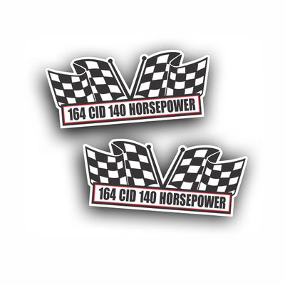 2X Engine, Window, Air Cleaner Decal Sticker 164 Cubic Inch 140 Horsepower Classic Muscle Race Car, Compatible with Chevrolet Chevy Corvair 5 1/2 x 2 1/4 inch