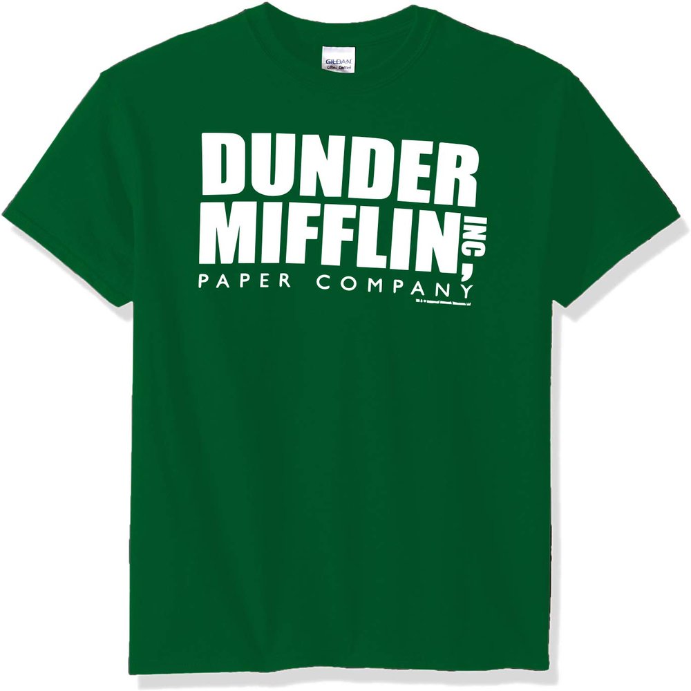 T-Line Men's The Office Tv Series Dunder Mifflin Logo-Green Graphic T-Shirt (Green, 4X-Large)