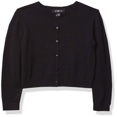 Amy Byer Girls' 7-16 Perfect Long Sleeve Cardigan Sweater, Black, Large