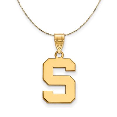 The Black Bow 14k Yellow Gold Michigan State Medium 'S' Necklace - 16 Inch