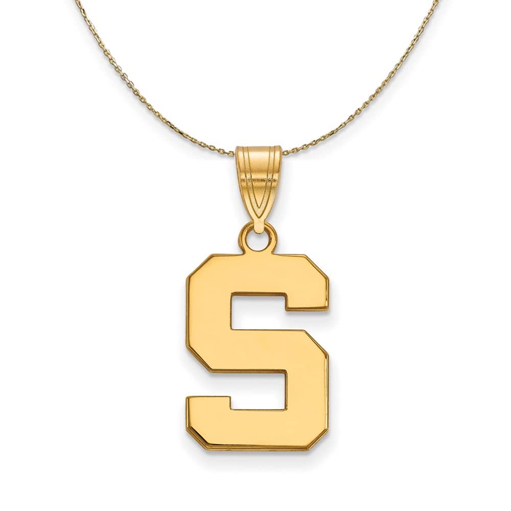 The Black Bow 14k Yellow Gold Michigan State Medium 'S' Necklace - 16 Inch
