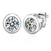 1 pair Adabele Real 925 Sterling Silver Hypoallergenic 5mm/0.5 Carat Bezel Stud Earrings Round Cut Cubic Zirconia CZ Imitation Diamond Stone Small Solitaire Women Jewelry SSE76-5 view 1
