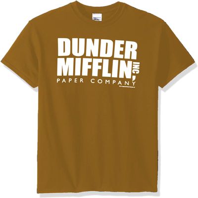 T-Line Men's The Office Tv Series Dunder Mifflin Logo-Gold Graphic T-Shirt (Gold, 3X-Large)