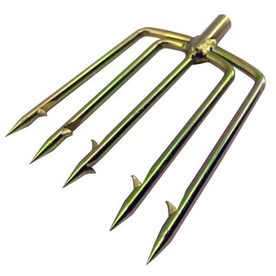 SPEARFISHING WORLD Multi-Prong Trident Harpoon Spear Tip for Hunting with Speargun, Polespear and Hawaiian Sling with 5 Barbed Prongs.