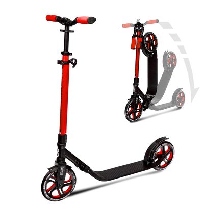 Crazy Skates Foldable Kick Scooter - Kick Scooters for Adults, Teens and Kids with Carrying Strap - Fast Folding, Adjustable Handlebars and Lightweight - London Scooter (LON) - Red