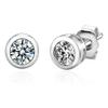 1 pair Adabele Real 925 Sterling Silver Hypoallergenic 4mm/0.25 Carat Bezel Stud Earrings Round Cut Cubic Zirconia CZ Imitation Diamond Stone Small Tiny Solitaire Women Jewelry SSE76-4 view 1