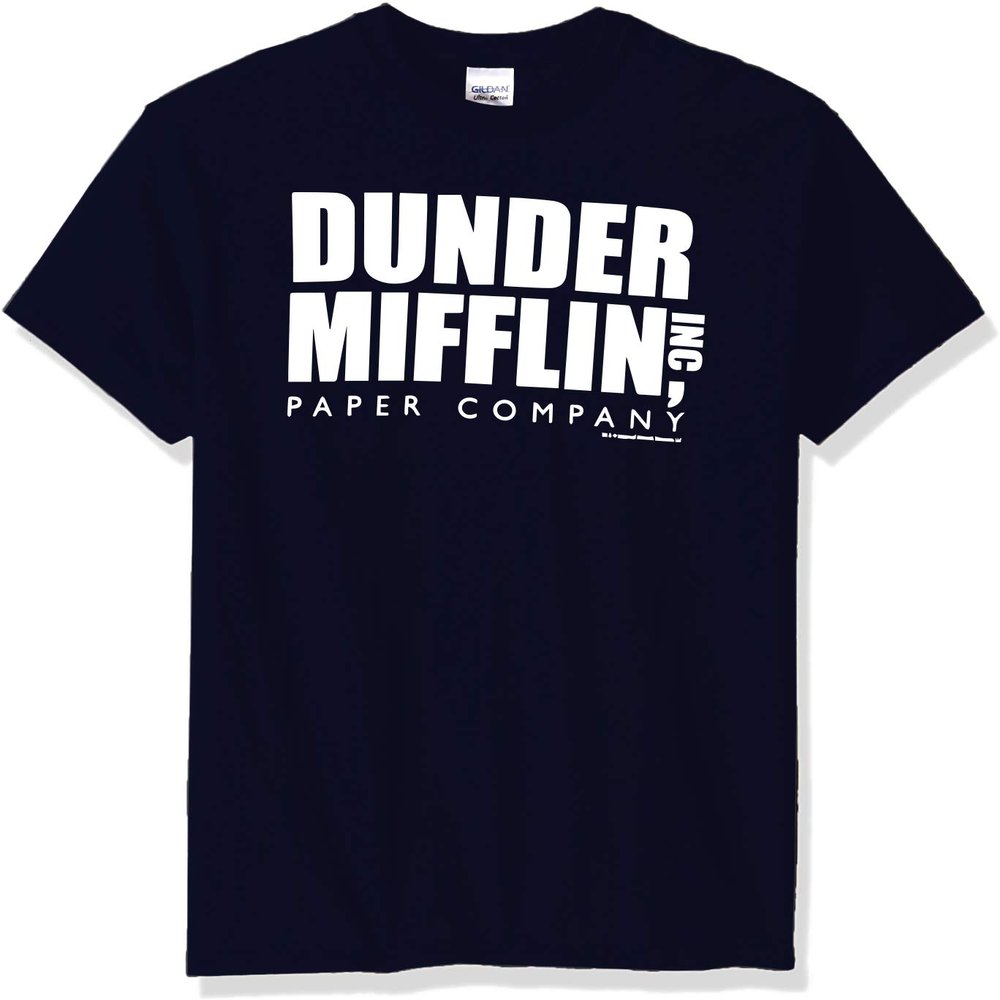 T-Line Men's The Office Tv Series Dunder Mifflin Logo-Navy Graphic T-Shirt (Navy, 3X-Large)