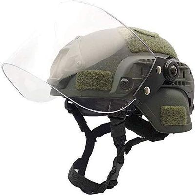 Tactical Multifunctional Fast Airsoft MICH 2000 ACH Helmet with Transparent Visor NVG Bracket and Side Rails for Outdoor Sports Such As CS Games