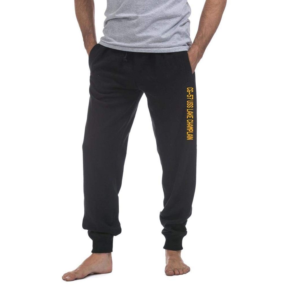 Military USS Lake Champlain CG-57 Ticonderoga Cruiser Naval Warship Standard Size Fleece Sweatpants - XX-Large Black