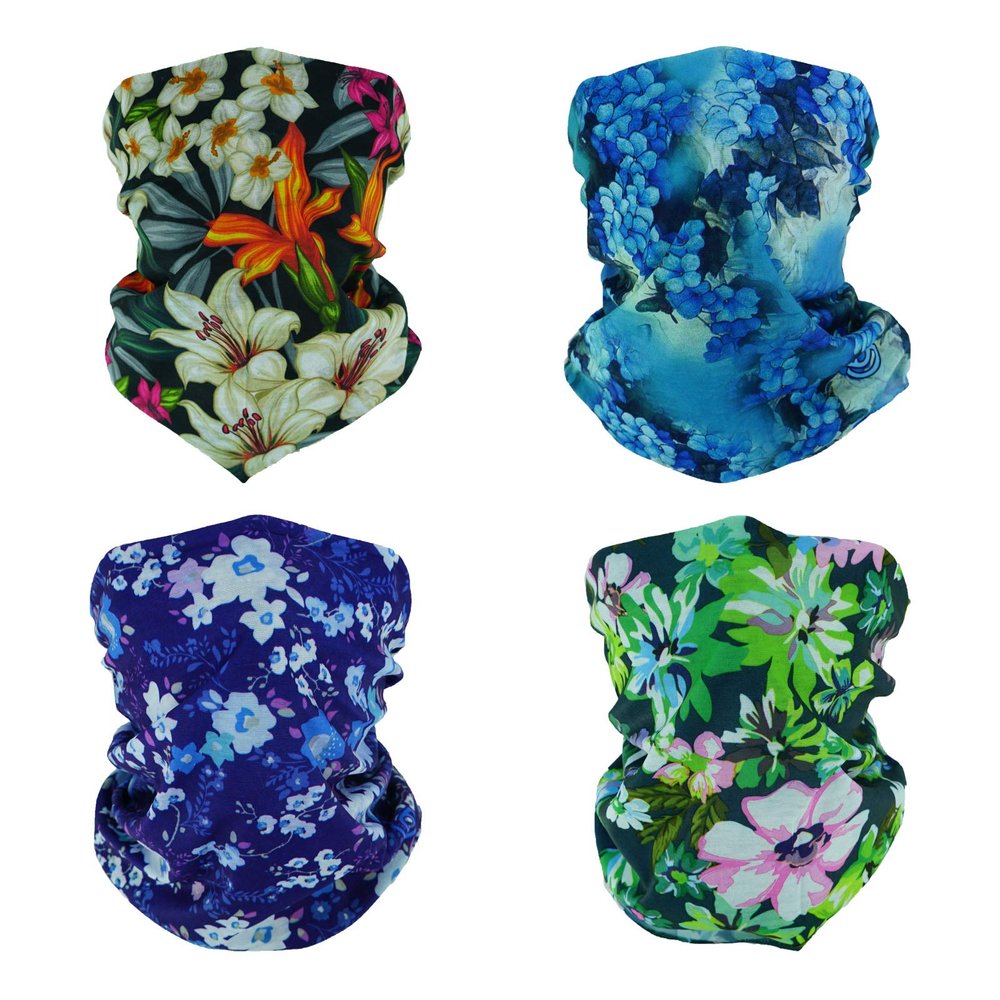 SMEHCF 4 Headband Bandana Balaclava Half Face Mask Shield Head Hair Scarf Neck Gaiter Hat Multipurpose For WoMen Men Breathable Reusable Washable Blue Purple Lily Daisy Flower