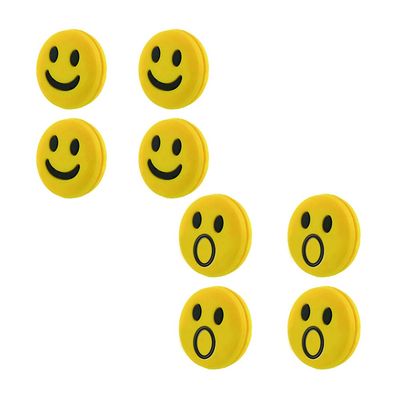 Acxico 8 pcs Silicone Rubber Smile Face Tennis Racquet Vibration Dampener Shock Absorber(4 Smiley Yellow + 4 Surprise Yellow)