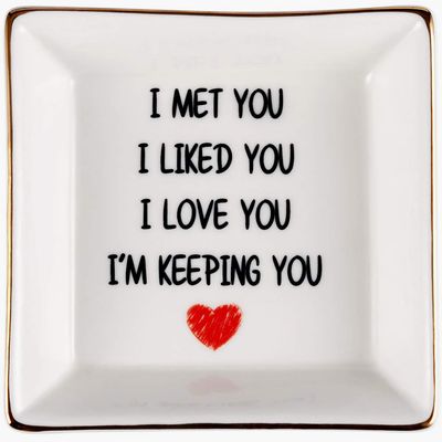 AREOK Best Gifts for Wife Gifts from Husband, Valentines Day Gift for Wife Her - Happy Anniversary Birthday Presents for Girlfriend Romantic, Ceramic Ring Dish, Jewelry Tray, Trinket Dish, I Love You