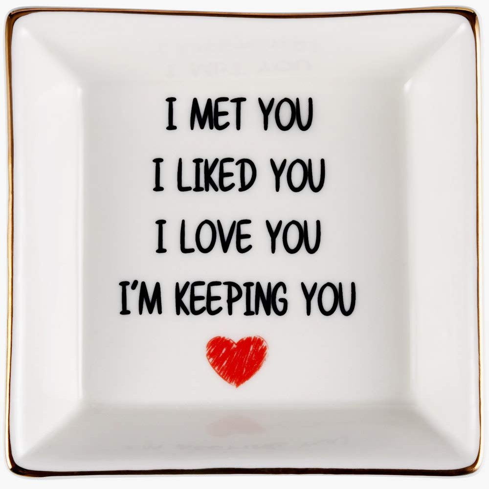 AREOK Best Gifts for Wife Gifts from Husband, Valentines Day Gift for Wife Her - Happy Anniversary Birthday Presents for Girlfriend Romantic, Ceramic Ring Dish, Jewelry Tray, Trinket Dish, I Love You