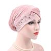 2 Pack Velvet Rhinestone Hijab Turban Beanie Hat Muslim Scarf Chemo Cancer Cap view 3