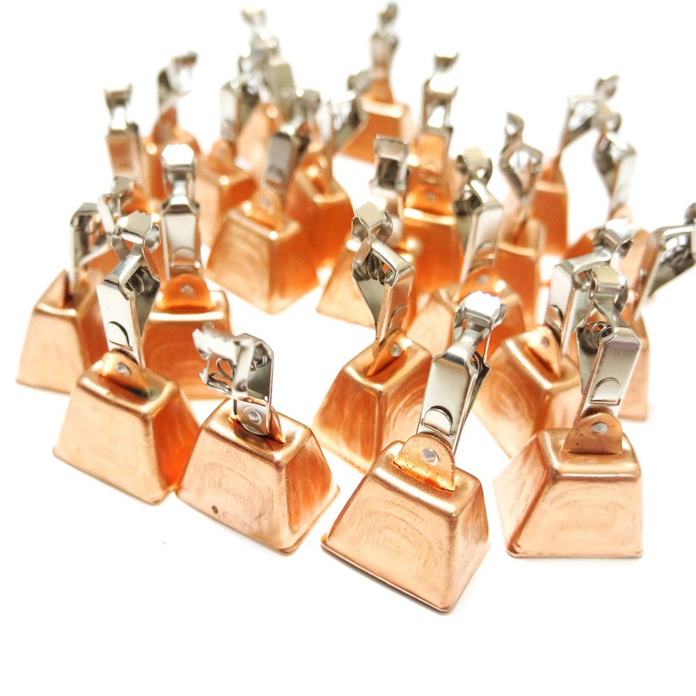 Fish WOW! 50pcs Fishing Copper Bell Alert with Eagle Clamp Clips Baits Alarm Bells