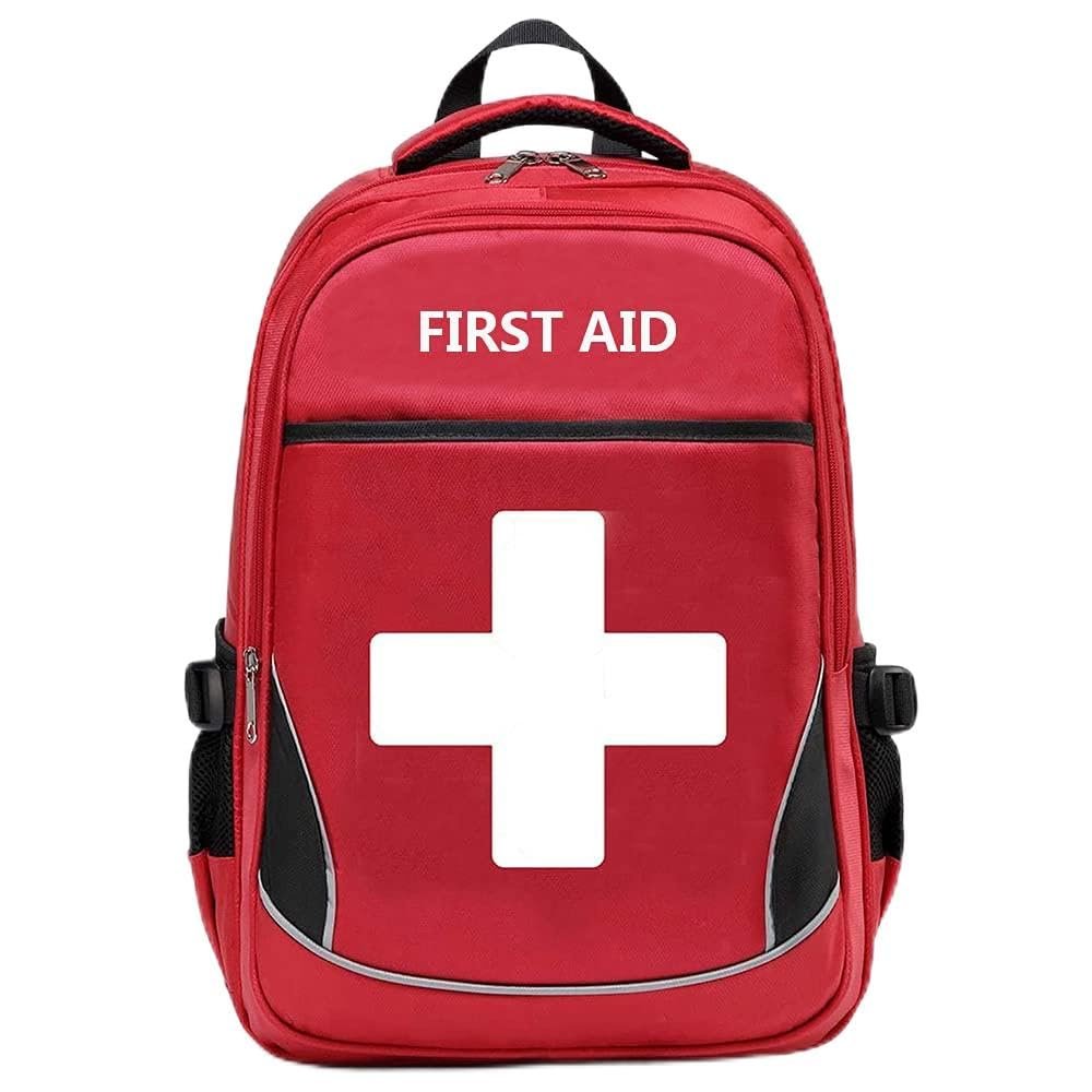 Camoredy First Aid Bag Empty Red Emergency Medical Bag First Responder Trauma Backpacks Multi-Pocket Traveling Field Trips Camping Essentials (Red, 1 Piece)