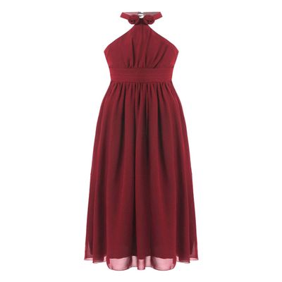 YONGHS Kids Flower Girls Chiffon Wedding Dresses Sleeveless Pleated Bridesmaid Pageant Communion Party Dress Burgundy 8