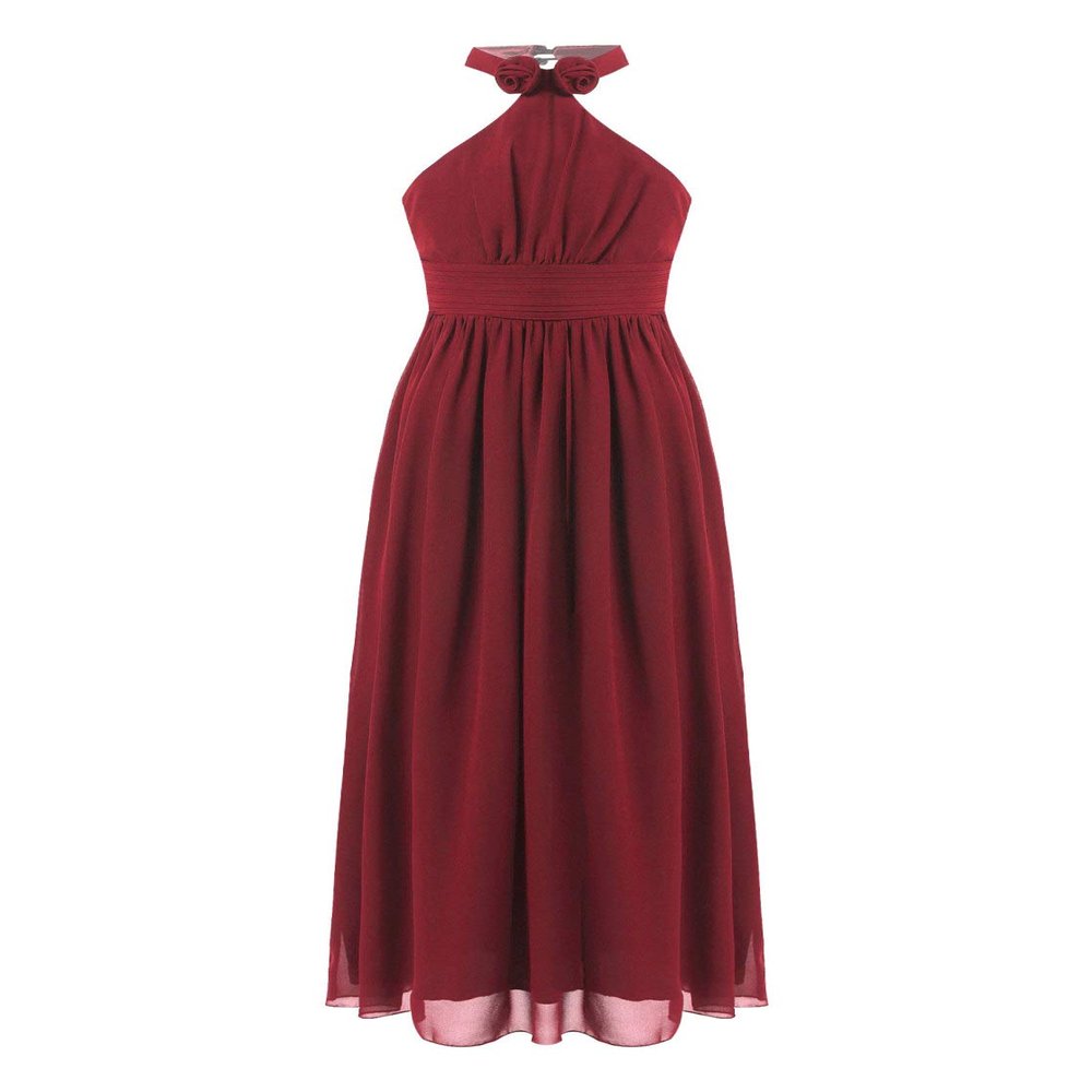 YONGHS Kids Flower Girls Chiffon Wedding Dresses Sleeveless Pleated Bridesmaid Pageant Communion Party Dress Burgundy 8