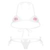ACSUSS Womens Cute Printed Design Lingerie Swimsuit Bikini Bra Top with G-String Briefs Underwear F White One Size view 1