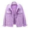 ebossy Women's Candy Color Denim Jacket Relaxed Fit Casual Jean Trucker Jacket (Small, Purple) view 1