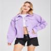 ebossy Women's Candy Color Denim Jacket Relaxed Fit Casual Jean Trucker Jacket (Small, Purple) view 2