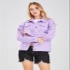 ebossy Women's Candy Color Denim Jacket Relaxed Fit Casual Jean Trucker Jacket (Small, Purple) view 4