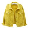 ebossy Women's Candy Color Denim Jacket Relaxed Fit Casual Jean Trucker Jacket (X-Small, Yellow) view 1