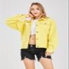 ebossy Women's Candy Color Denim Jacket Relaxed Fit Casual Jean Trucker Jacket (X-Small, Yellow) view 2