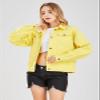 ebossy Women's Candy Color Denim Jacket Relaxed Fit Casual Jean Trucker Jacket (X-Small, Yellow) view 3