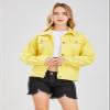 ebossy Women's Candy Color Denim Jacket Relaxed Fit Casual Jean Trucker Jacket (X-Small, Yellow) view 4