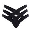 dPois Men's Elastic Thong Underwear Bikini Briefs Strappy Bulge Enhancing Lingerie Black M view 1