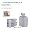 Boundless Voyage Titanium Military Canteen with Camouflage Bag Large Capacity Kidney-shaped Camping Pot Pan Set with Lid & Hanging Chain Ti15158Br view 4