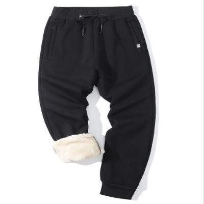 PEHMEA Fleece Lined Sweatpants for Men, Winter Warm Sherpa Joggers Lounge Pants with Pockets(11 Black (Close-Bottom)-XL)